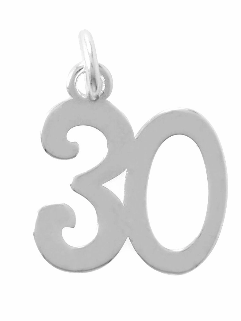 Number Thirty 30 Charm Sterling Silver Effortless Finish