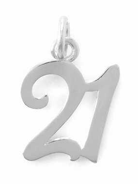 Glam Glow Number Twenty-one 21 Charm Sterling Silver