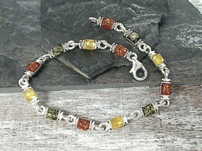 7.25" Amber, Sterling Silver Bracelet Trendy Addition Connecting Element