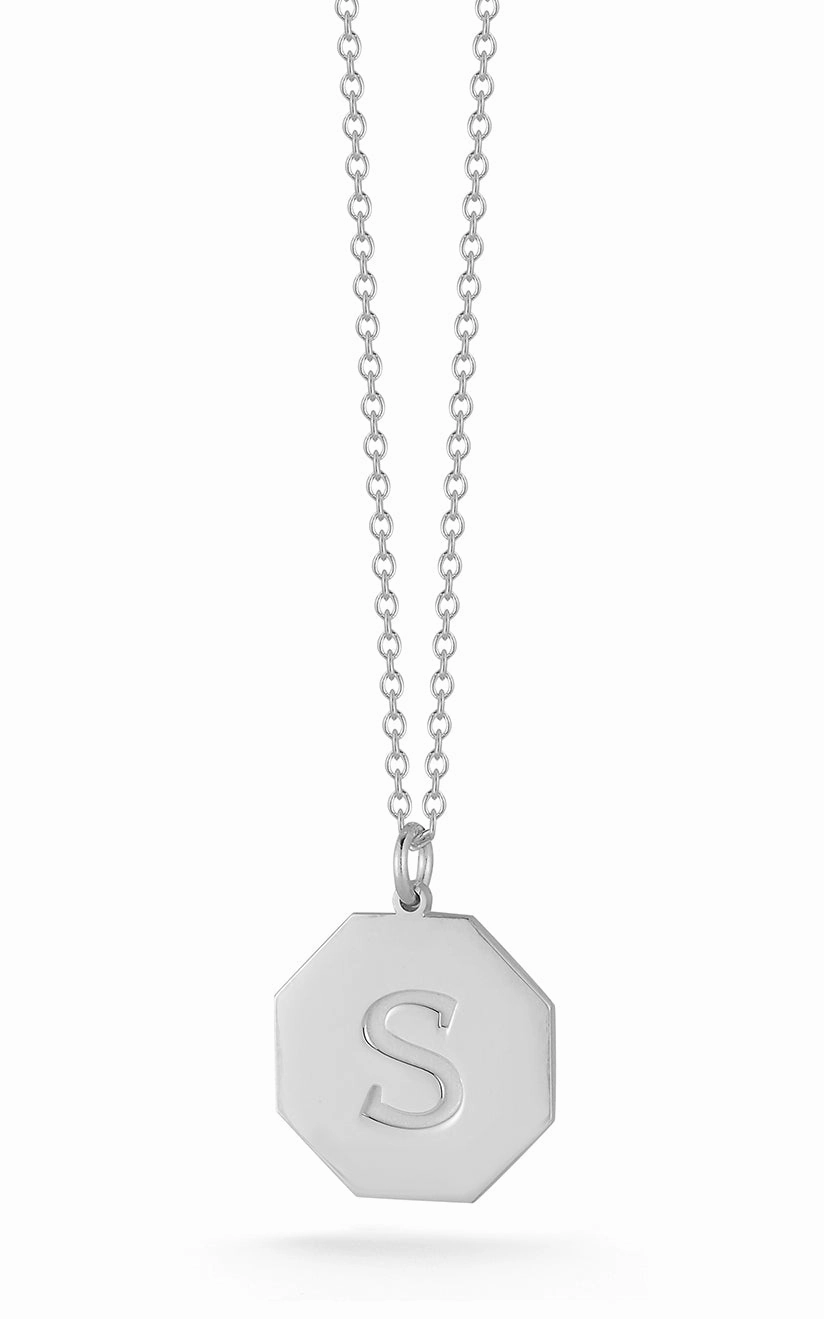 Octagon Initial Necklace Romantic Mood