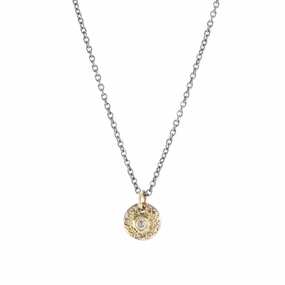 Distinctive Item Tricia Necklace on Oxidized Silver Chain - 22k/18k/14k Gold, Oxidized Silver   VS White Diamond