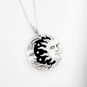 Dazzling Edge Onyx Sun and Moon Necklace