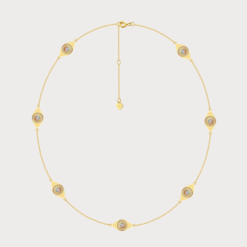 Eye Catcher Opal Evil Eye Station Necklace
