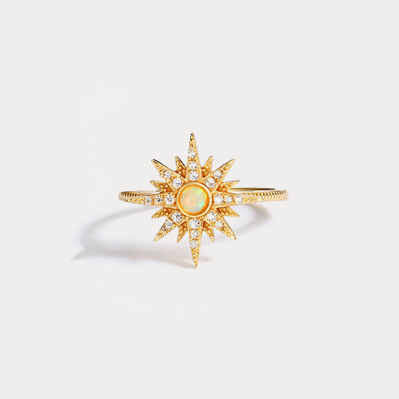 Modern Emblem Sturdy Article Opal Sun Ring