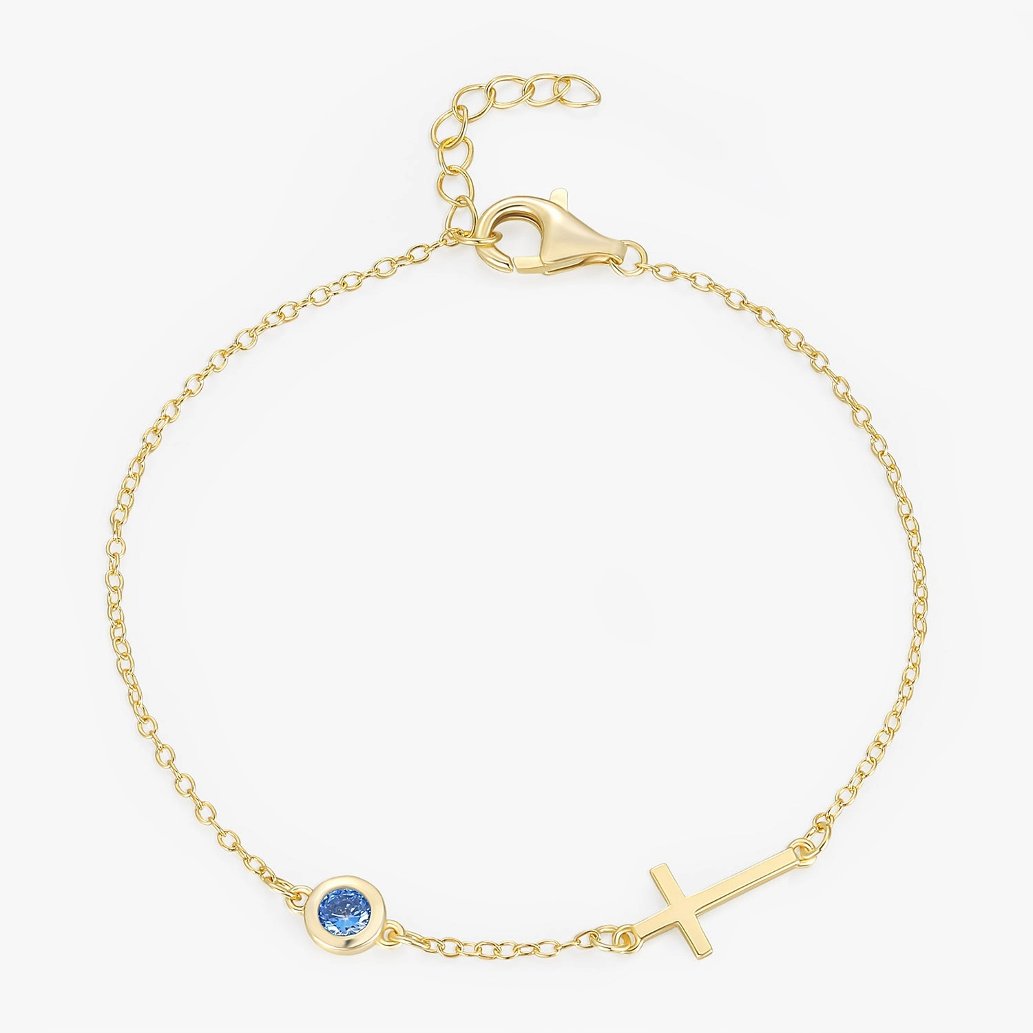 Perpetual Progress Cross Birthstone Bracelet