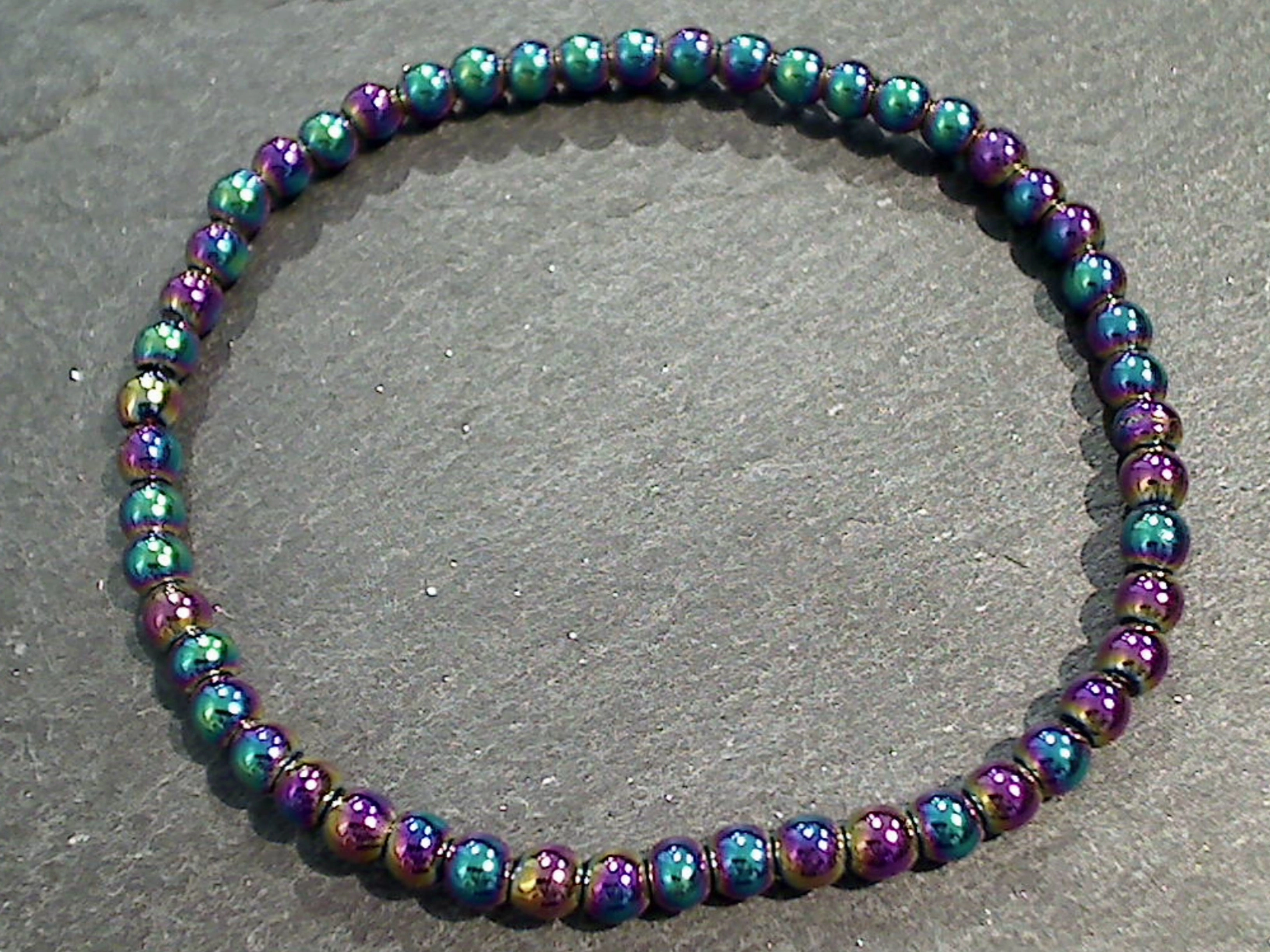 Historically Inspired Rainbow Hematite 4mm Stretch Bracelet