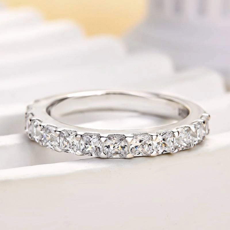 Perfect Finish Elegant Highlight Louily Elegant Half Radiant Cut Women's Wedding Band