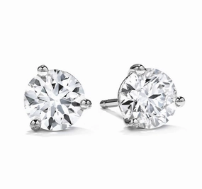 Beautiful Accent Attractive Decoration Hearts On Fire Round Solitaire/Stud Diamond Earrings in 18K White Gold (.55ctw)