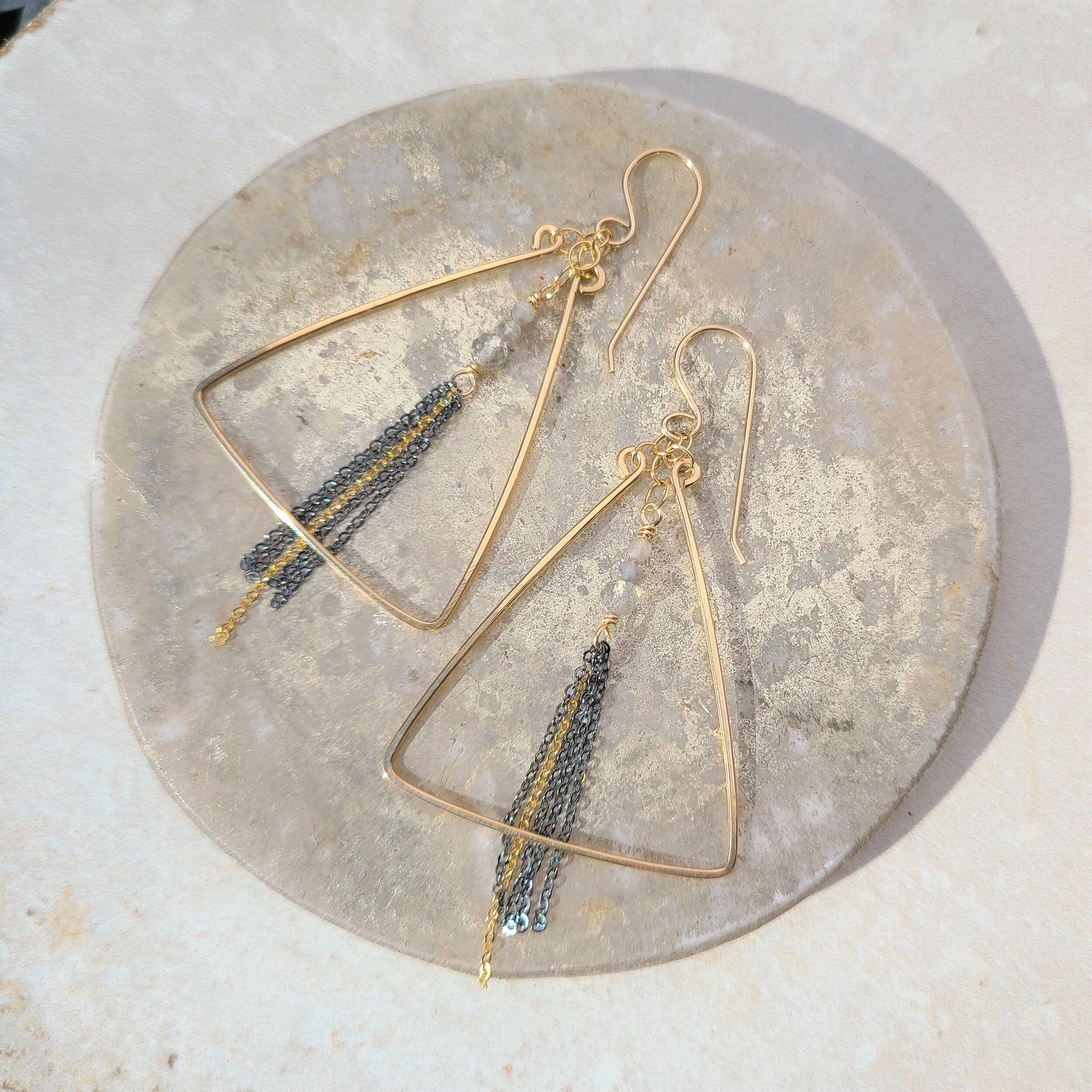Contemporary Accent Secure Aesthetic Joplin Earring - 14k Gold-Fill, Oxidized Sterling Silver   Labradorite