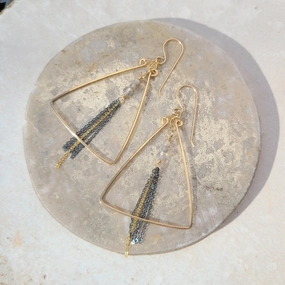 Contemporary Accent Secure Aesthetic Joplin Earring - 14k Gold-Fill, Oxidized Sterling Silver   Labradorite