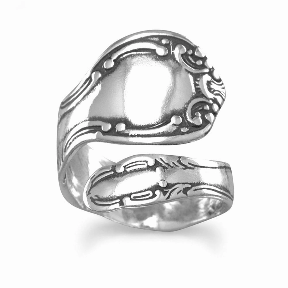 Economical Statement Unique Memento Spoon Ring Traditional Style Antiqued Sterling Silver Made in the USA