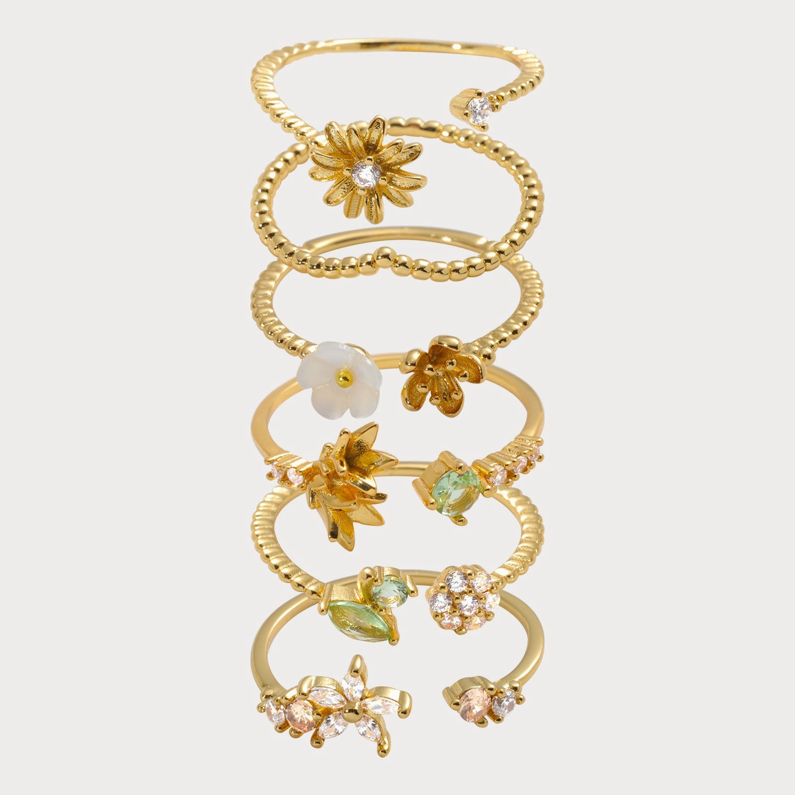 Meaningful Object Personal Emblem Flower Ring Set