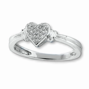 Polished Balance Genuine Diamond Heart Ring Rhodium on Sterling Silver - Nontarnish
