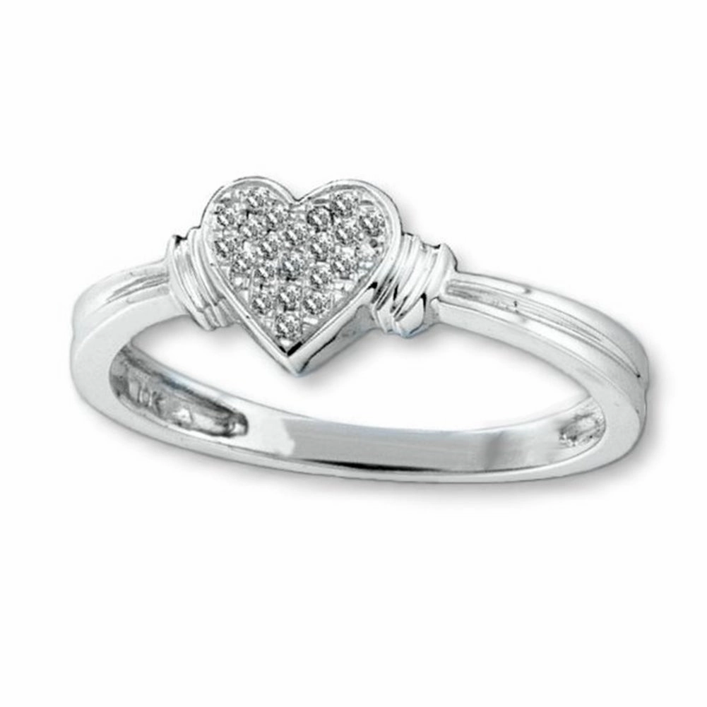 Polished Balance Genuine Diamond Heart Ring Rhodium on Sterling Silver - Nontarnish