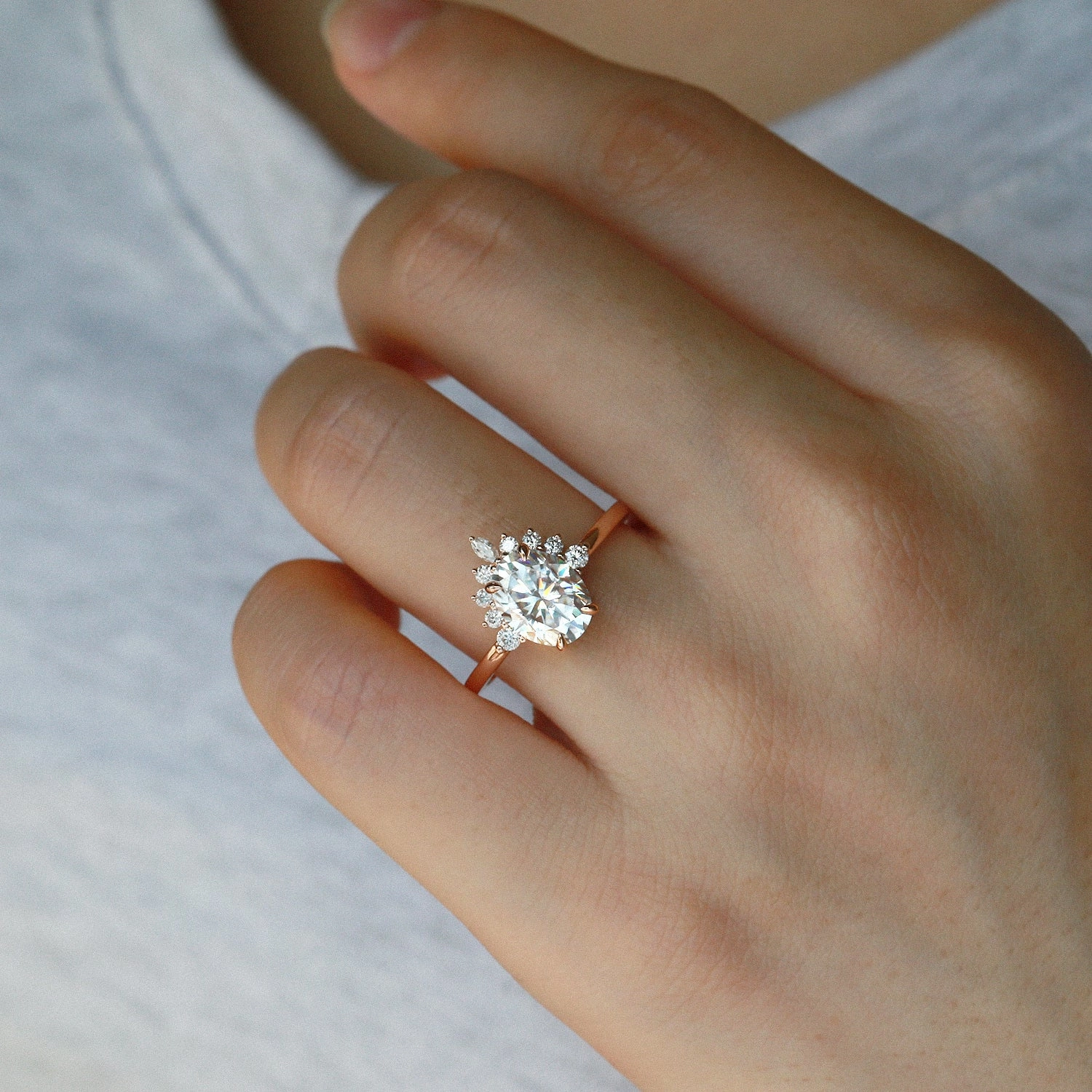 Oval Cut Moissanite 4 Prongs White Gold Ring Glam Look Everyday Charm