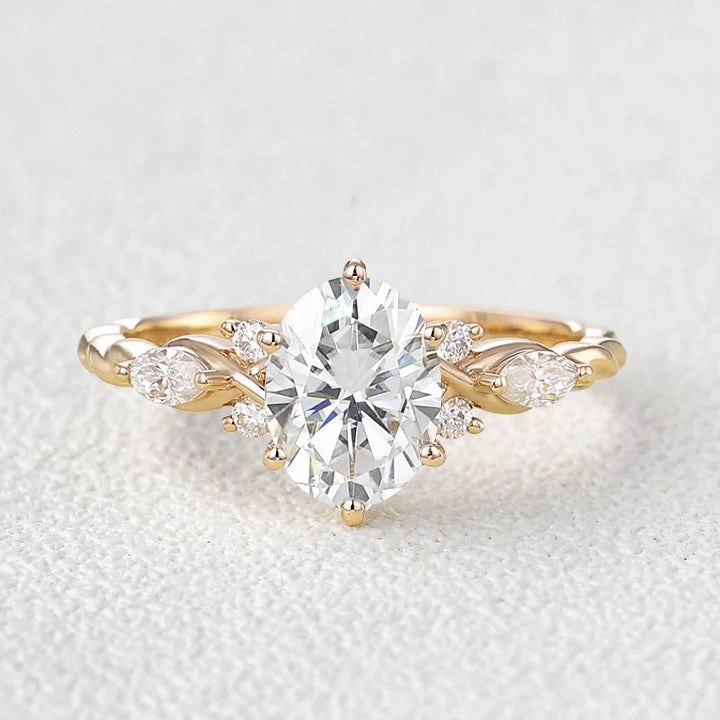 Bright Reflection Enduring Shine Oval Moss Agate Infinity Engagement Ring