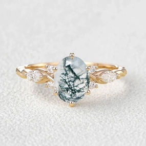 Oval Moss Agate Infinity Engagement Ring Elegant Treasures Luxury Accessory