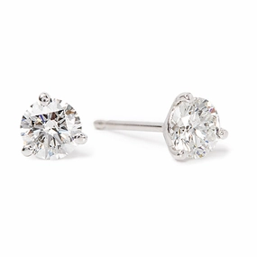 High-Quality Piece Unique Aesthetic Bremer Jewelry Round Solitaire/Stud Diamond Earrings in 14K White Gold (1.41ctw)