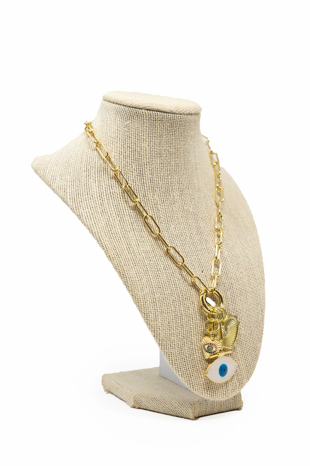 Evil Eye Heart Charming Necklace Pretty Adornment