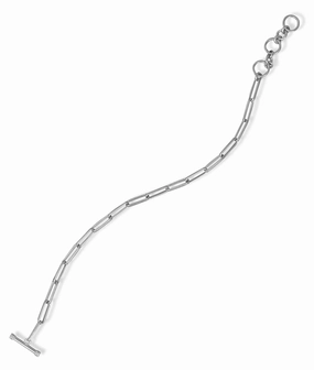 Graceful Twist Paperclip Chain Bracelet Toggle Clasp Rhodium on Sterling Silver Adjustable Length