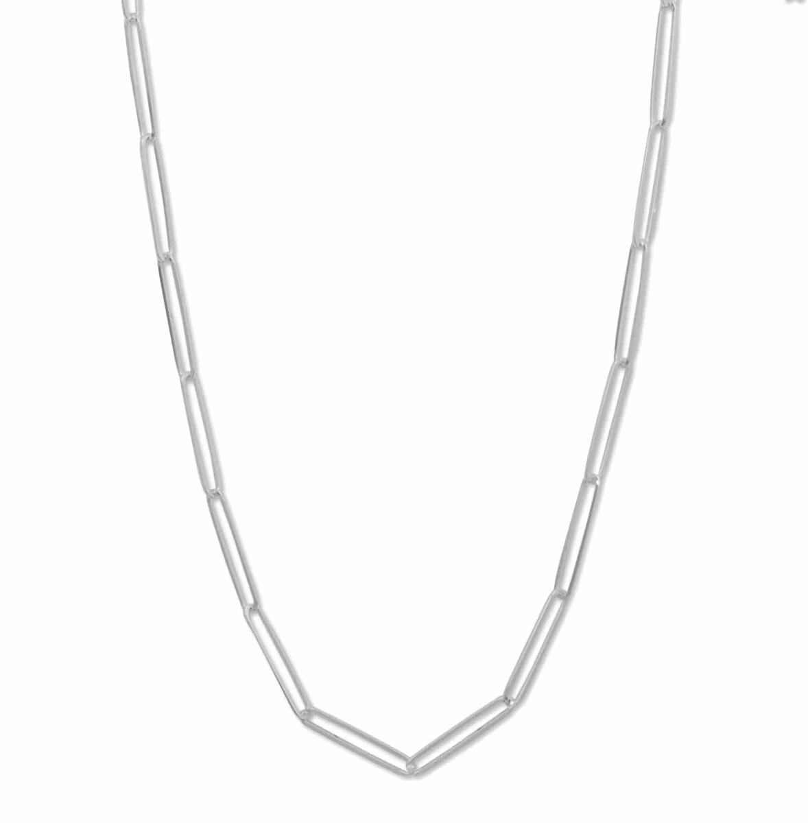 Soft feature Travel Essential Paperclip Chain Elongated Links Sterling Silver 30-inch Length