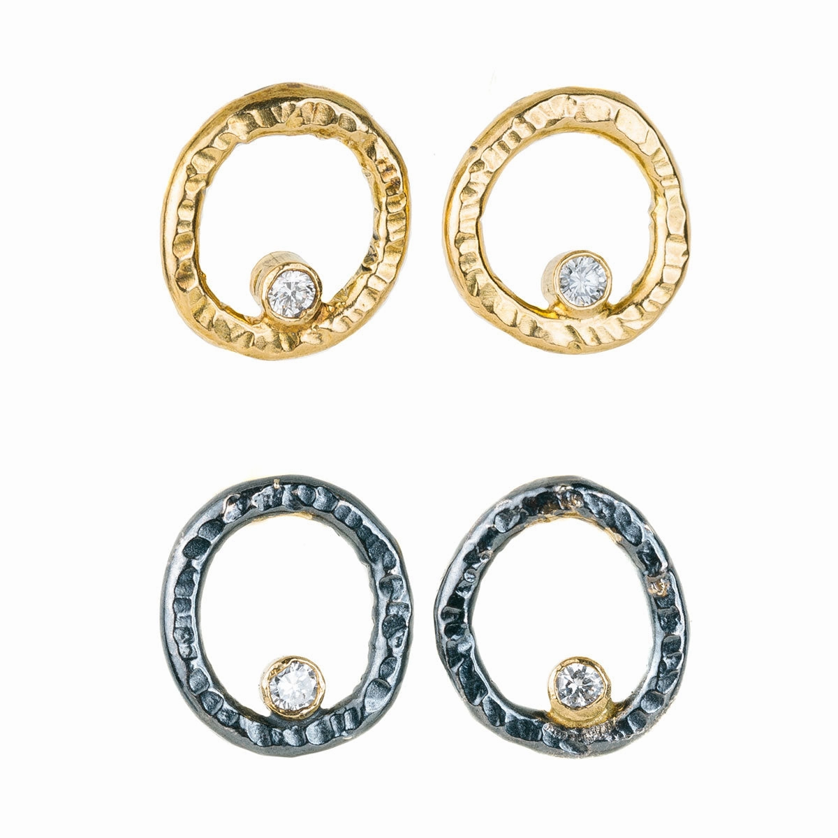Sturdy Choice Wedding Decoration Turning Aspen Studs - 18k gold, Oxidized Silver   Reclaimed Diamonds