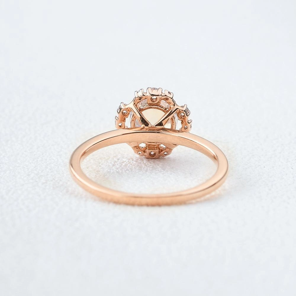 Charming Treasures Moonstone & Moissanite Rose Gold Ring