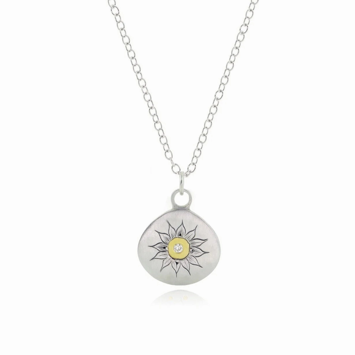 Special Day Soleil Charm Pendant - 18ky,  Sterling Silver   Diamond