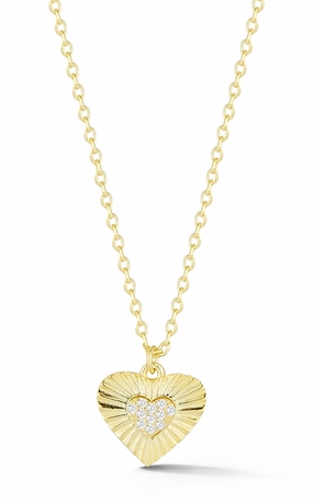 Celebration Style Printed Adornment Pav?? Heart Necklace