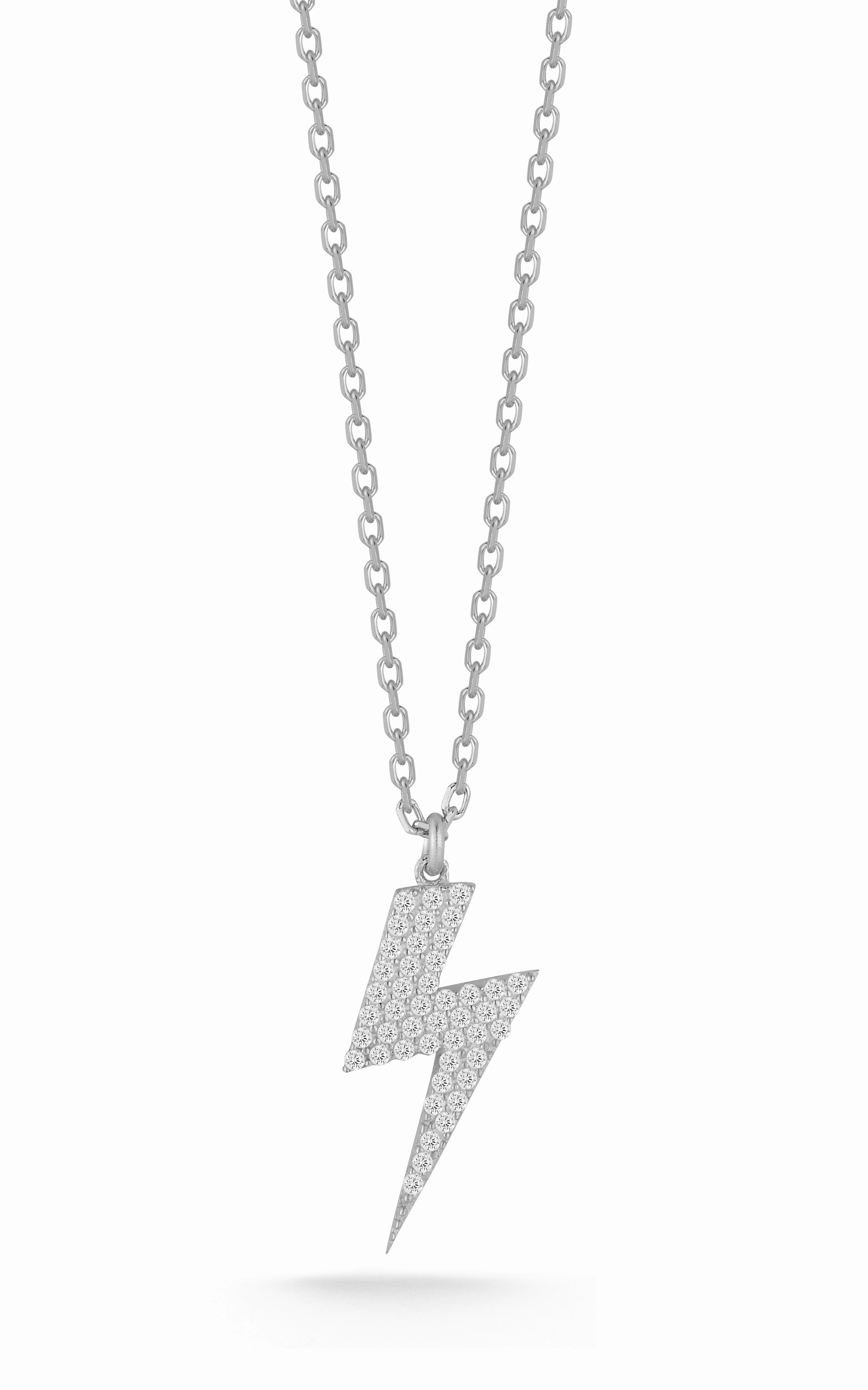 Pav?? Lightning Bolt Necklace Stackable Piece
