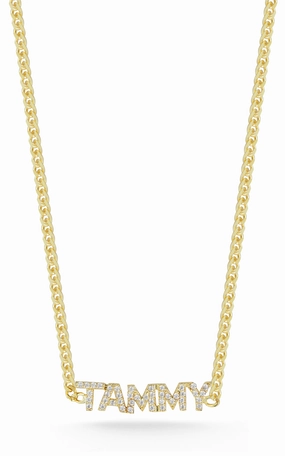 Dainty Accent Wedding Piece Pav?? Nameplate Choker