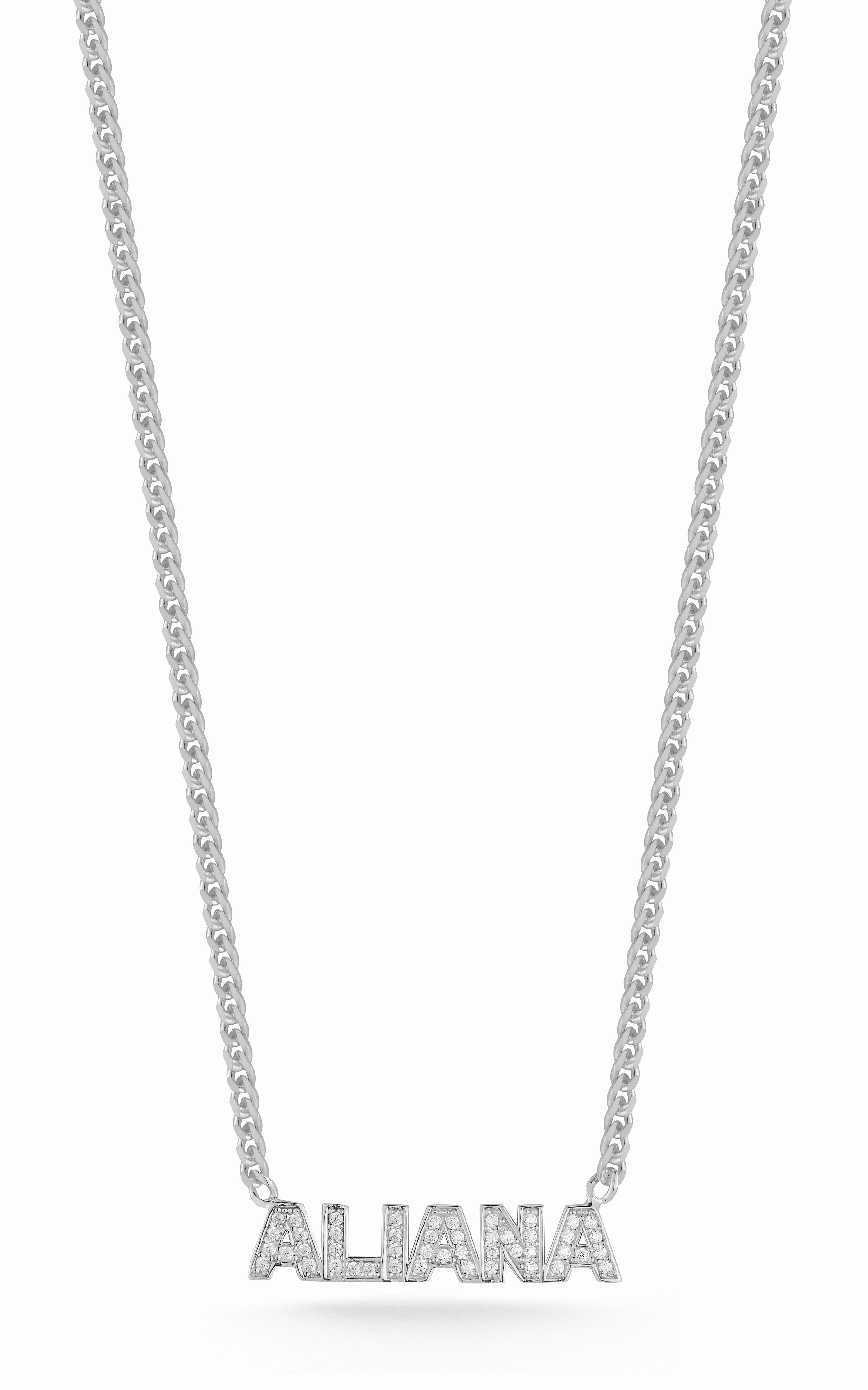 Festive Gift Smart Accent Pav?? Nameplate Curb Necklace