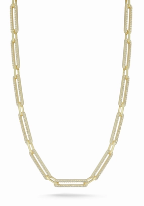 Private Adornment Polished Touch Pav?? Oval Link Choker Necklace