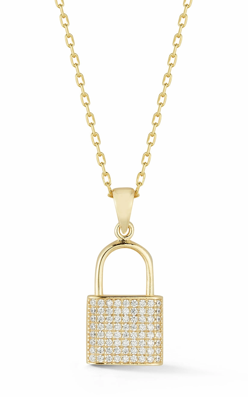 Pav?? Padlock Necklace Stylish Adornment