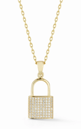 Pav?? Padlock Necklace Stylish Adornment