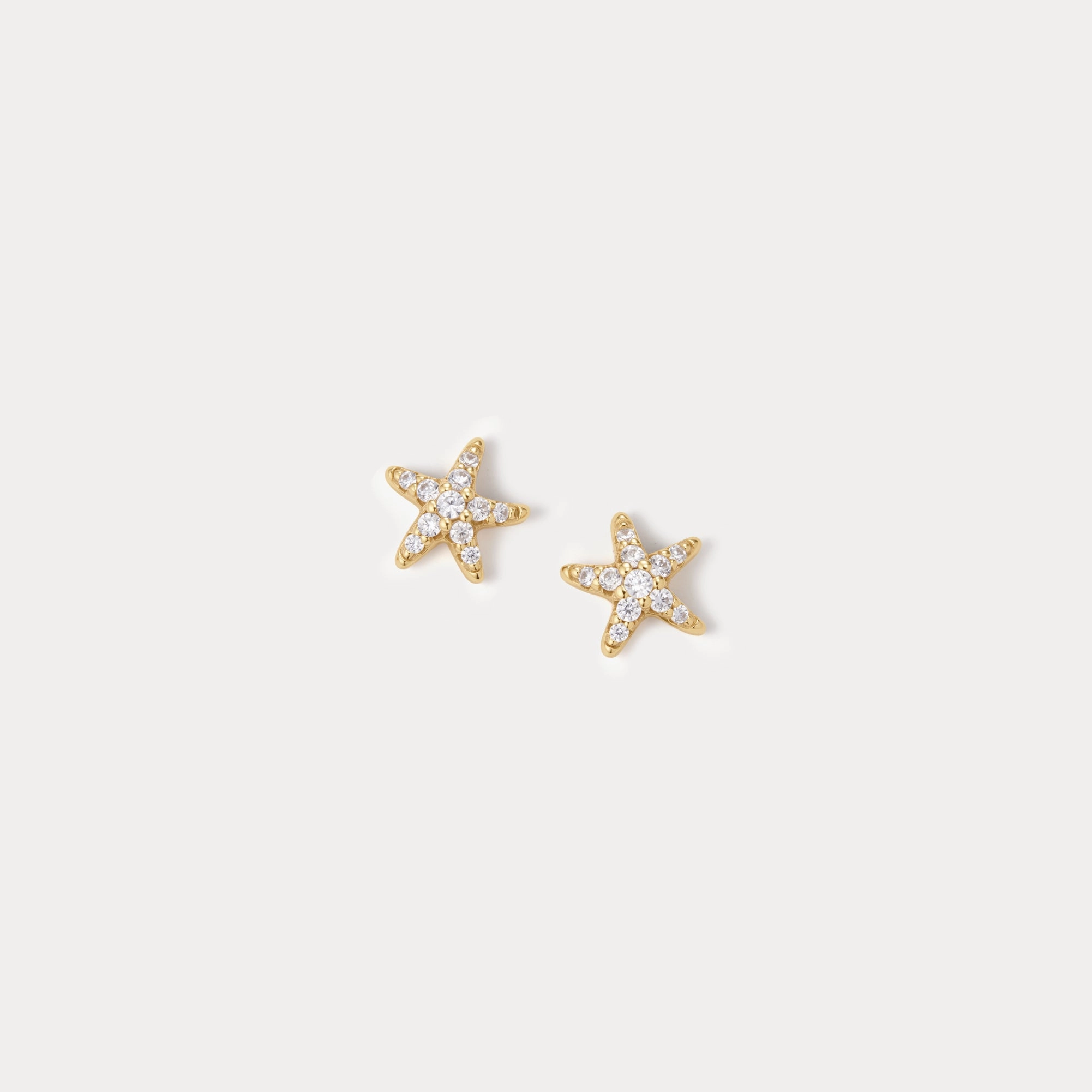 Polished Feature Petite Glam Pav?? Sea Star Studs