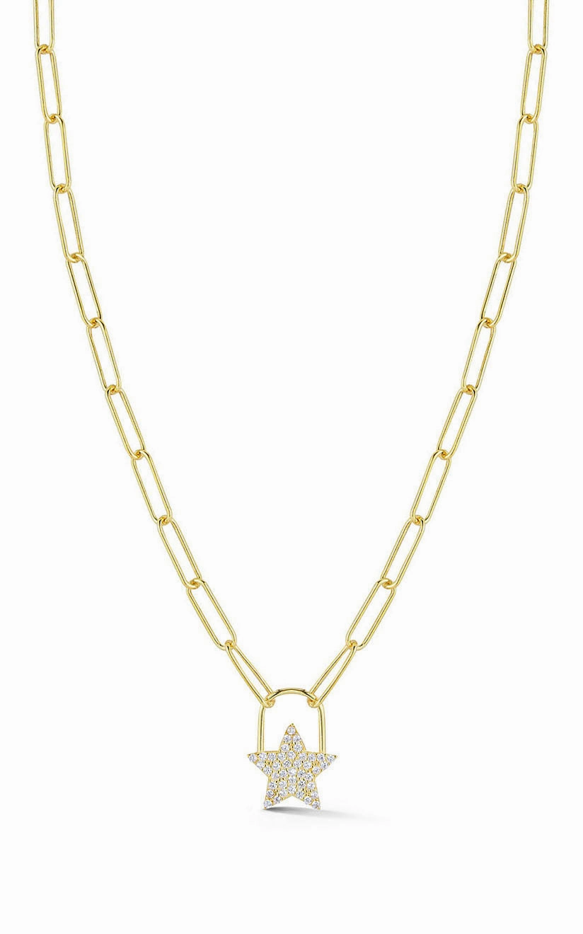 Pav?? Star Link Chain Necklace Superb Ornament