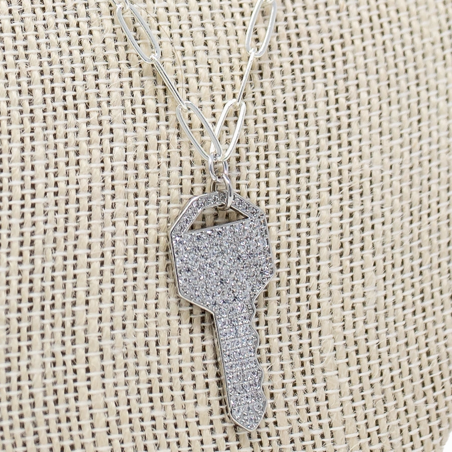 Durable Gift Pave Key Necklace