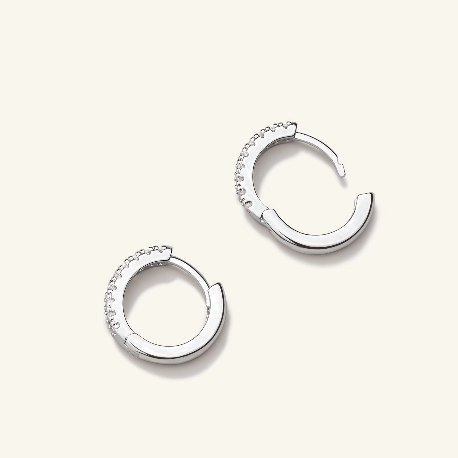 Pave Moissanite Daily Hoops Earrings - Petite Soft Accent