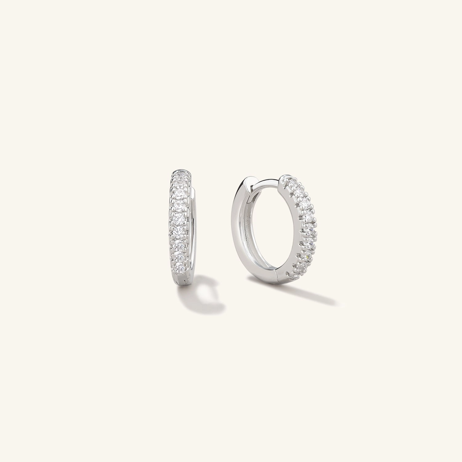 Pave Moissanite Daily Hoops Earrings - Petite Everyday Match