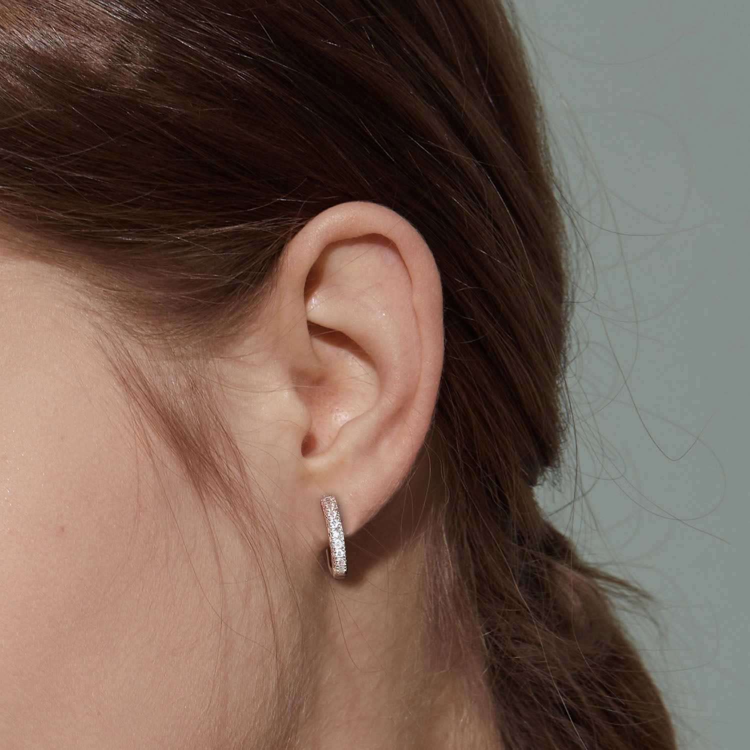 Festival Outfit Pave Moissanite Daily Hoops Earrings - Petite