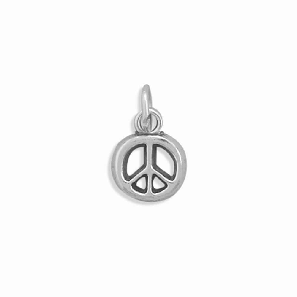 Glittering Details Timeless Flow Peace Sign Symbol Charm Small Sterling Silver, Made in the USA