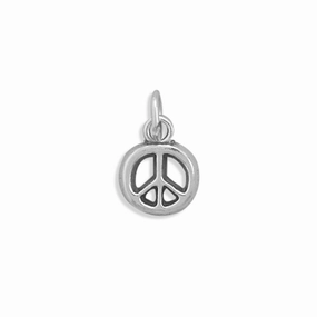 Glittering Details Timeless Flow Peace Sign Symbol Charm Small Sterling Silver, Made in the USA