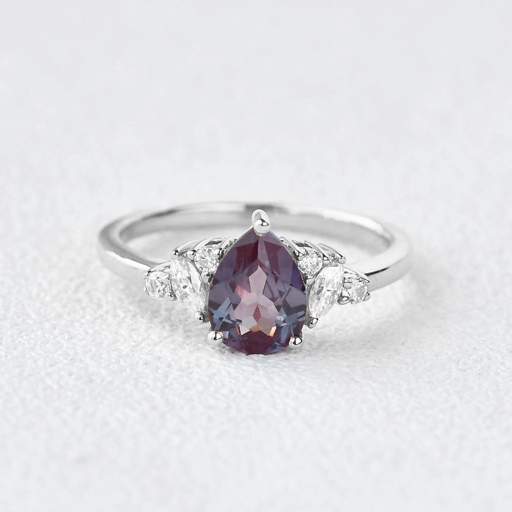 Luxe Glow Seasonal Pairing Pear Shaped Lab Alexandrite Rose Gold Ring