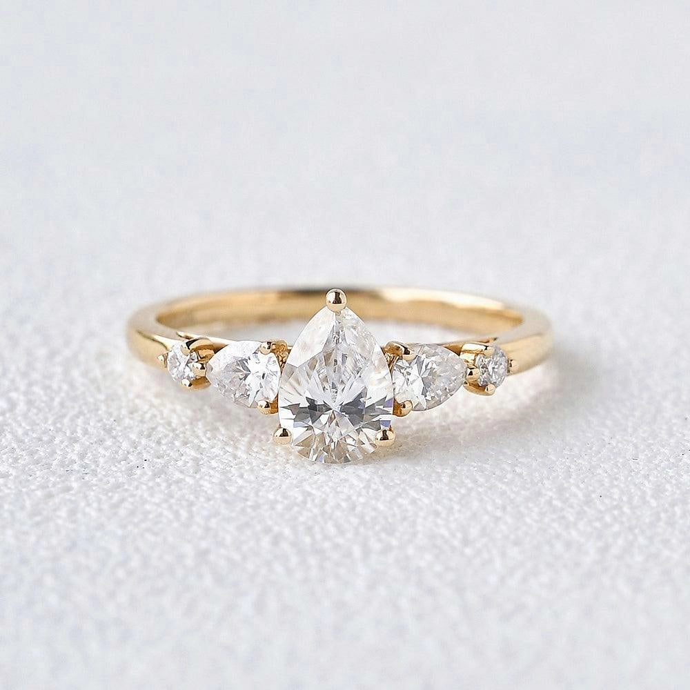 Sleek Design Pear Shaped Moissanite Rose Gold Ring