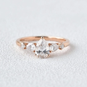 Pear Shaped Moissanite Rose Gold Ring Fresh Form Understated Style