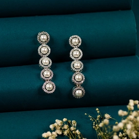 pearl ethnic wear zircon earring Shiny Accent