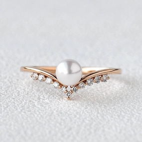 Pearl Vintage Cluster Rose Gold Ring Custom Accessories