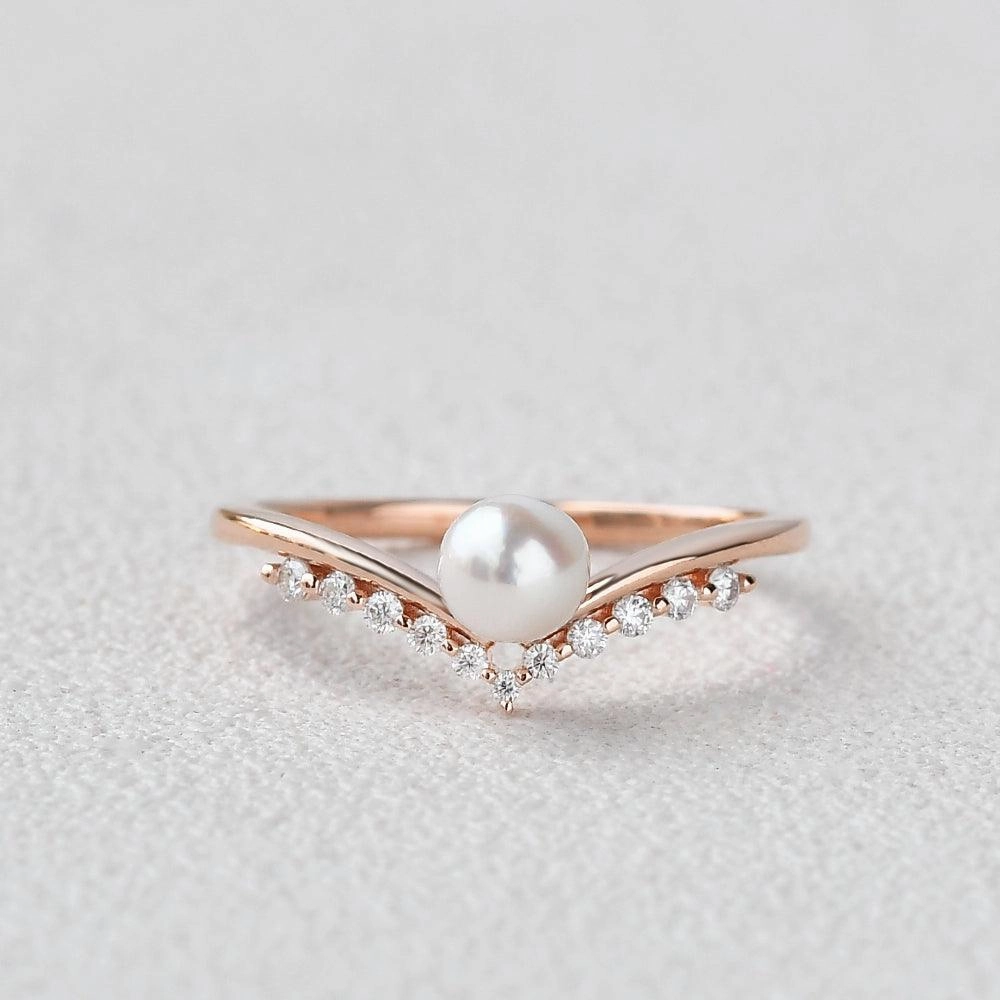 Pearl Vintage Cluster Rose Gold Ring Golden Hour Luminous Edge