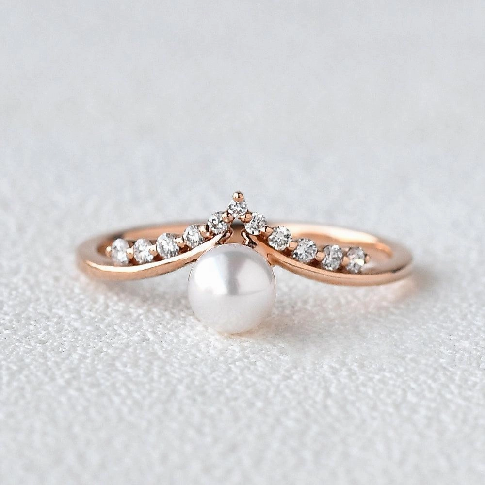 Chic Fusion Pearl Vintage Cluster Rose Gold Ring